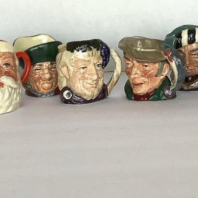 Set Of Ten Royal Doulton Miniature Toby Jugs With Vintage Wall Case