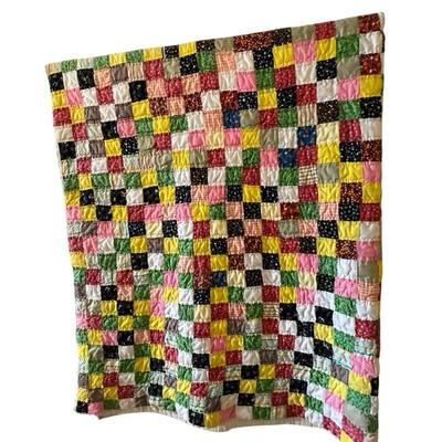 Antique Hand Stitched Granny Square Quilt 