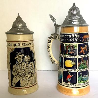 Pair Of Vintage German Beer Steins