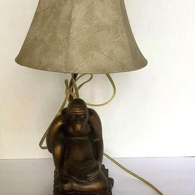 Retro Look Faux Bronze Monkey Reading Table Lamp