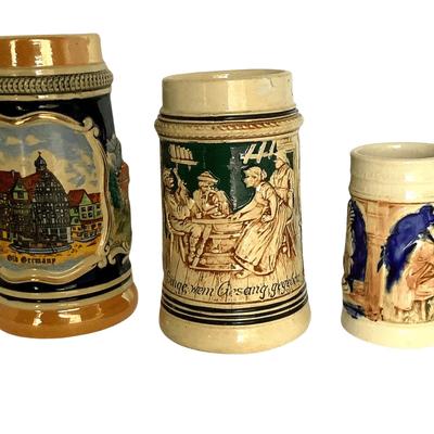 Trio Of Vintage German Steins 
