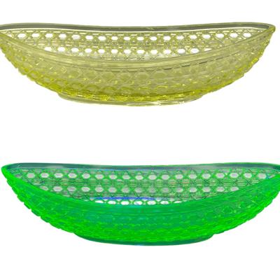 Antique Uranium Glass Banana Boat Dish – Glows Under Blacklight