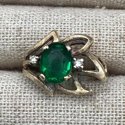 Emerald And Diamond Ring - See Photos and  Description Before Bidding