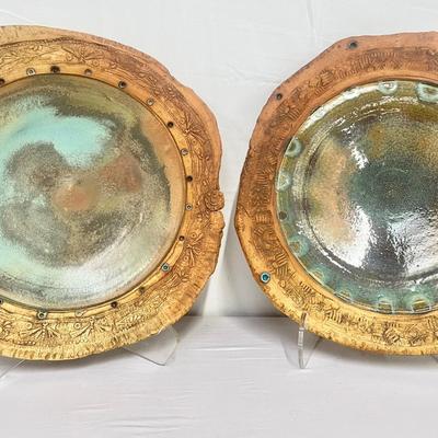 Artisanal Decorative Glazed Pottery Platters 