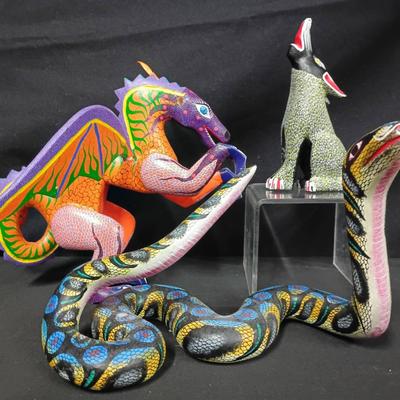 Trio Of Handcrafted Oaxacan Alebrijes