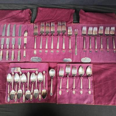1847 Rogers 38pc Silverplate Flatware W/Community Plate Dessert Fork