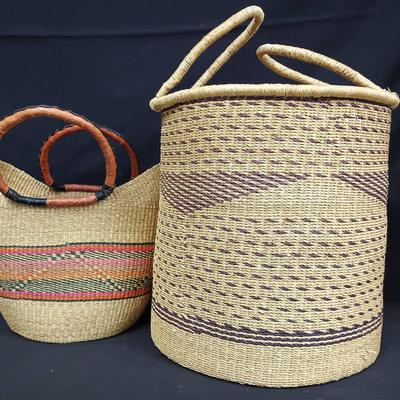 Pair Of Large Handwoven Baskets