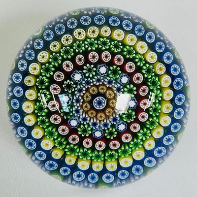 Baccarat France Eight Row Millefiori Paperweight