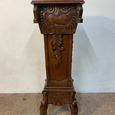 Handcarved Solid Wood Pedestal Stand