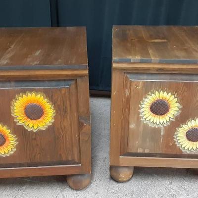 Carved Sunflower Nightstands