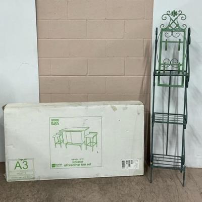 Vallarta 3-pc. Bar Set And Metal Scroll Baker’s Rack 