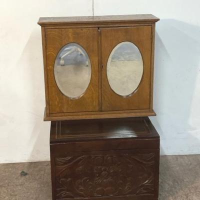 Handcarved Nesting Boxes And Vintage Wall Cabinet 