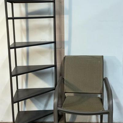 Patio Sling ArmChairs W/ Metal Corner Shelf 