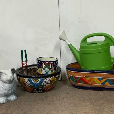 Talavera Planter Pots, And Rabbit Figure Planter