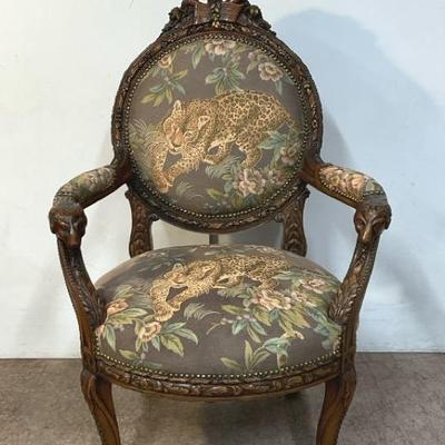 Antique Style Handcarved Upholstered Chair 