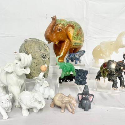 Elephant Fetishes & Bejeweled Elephant Keepsake Box 