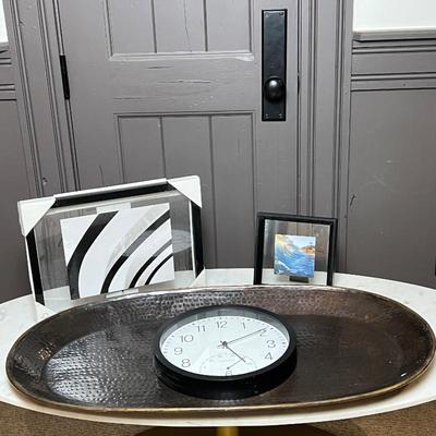 Restoration Hardware 35” Decorative Oval Serving Tray, Outdoor Analog Clock & Two Glass Float Frames