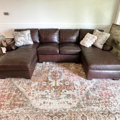 Arhaus Leather Sectional Couch