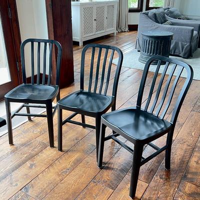  Set of 6 Black Metal Chairs by Crate & Barrel in Modern Design