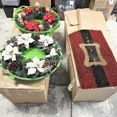 Christmas 12ft tree and two wreaths
