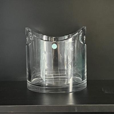  Tiffany & Co. Clear Glass Ice Bucket with Handles - Elegant Design