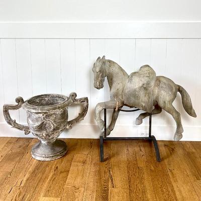 Uttermost Black Label Lazzaro Horse Sculpture and Matching Urn