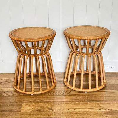Crate and Barrel Bamboo Side Tables