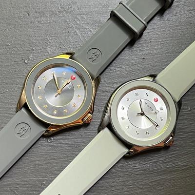 Michele Women’s Gray Silicone Watch Set with Crystal Accents
