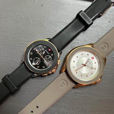 Michele Chronograph Watches Black & Beige Rubber Strap Luxury Timepieces