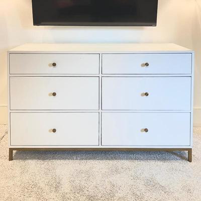 White 6 Drawer Dresser with Gold Knobs and Feet - Modern Furniture by Pottery Barn Teens