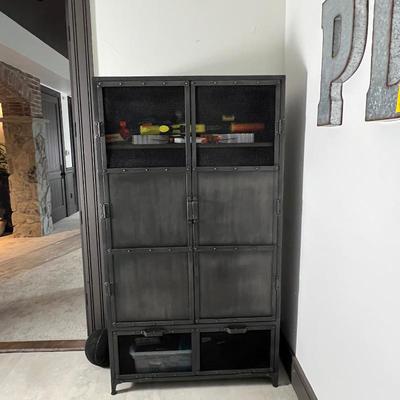 -Industrial Style Metal Storage Cabinet by Restoration Hardware 6'H x 40'W x 16'D with Mesh Doors