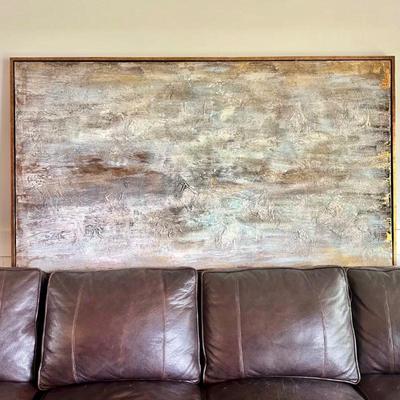  8 ft Wide Uttermost Textured Abstract Canvas Art 42" x 74" Wall Decor