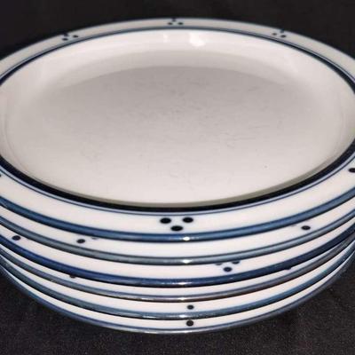 Dansk Bistro Japanese Blue Rimmed Vintage Dinner Plates Set Of 6