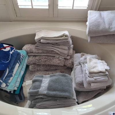 Assortment Of Bath Towels, Beach Towels, Hand Towels, Bath Rugs, And Bath Mats