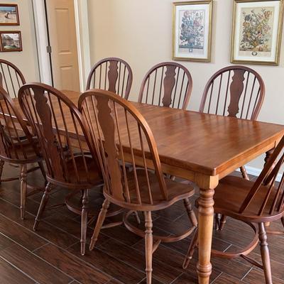 Vintage 12 Piece Oak Dining Set