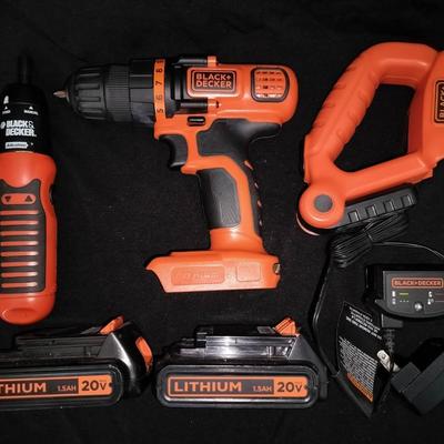 Black + Decker Electric Cordless Drill, LED Flashlight, 2 Battery Packs, Charger, And Manuals