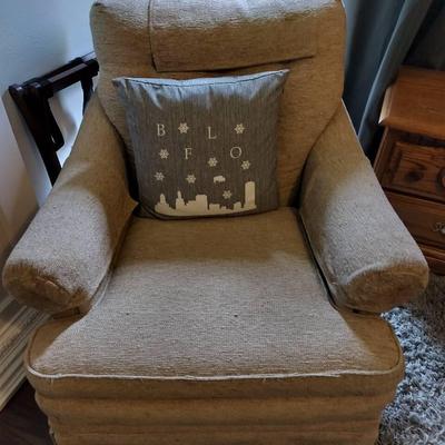 Upholstered Vintage Tan Colored Armchair