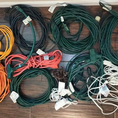 Assortment Of 10+ Outdoor/Indoor Extension Cords