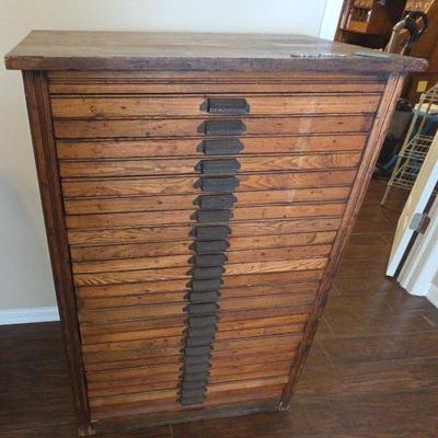 Antique Hamilton Printer's 24-Drawer Typeset Industrial Cabinet Chest From Ansel Press In Buffalo NY