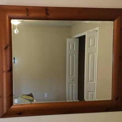 35" x 29" Wooden Framed Wall Hanging Mirror