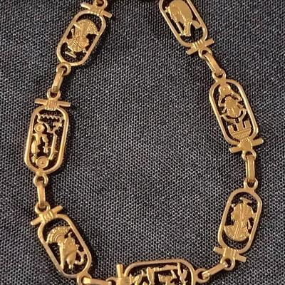 14k Gold Egyptian Design Bracelet 6.4g
