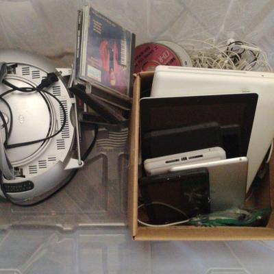 Untested Electronics And CDs Mystery Lot (Does Not Include Plastic Tote)