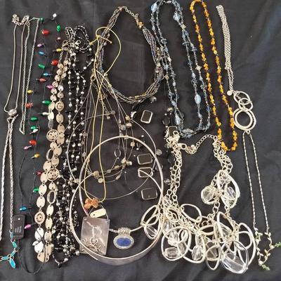 Silver Tone + Plastic Women's Vintage Necklace Collection