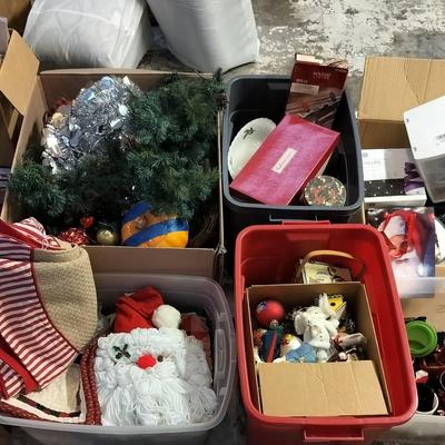 HUGE Collection Of Christmas Winter Holiday Decor, Lights, Figures, Blankets, Wreaths, Boxes, & More