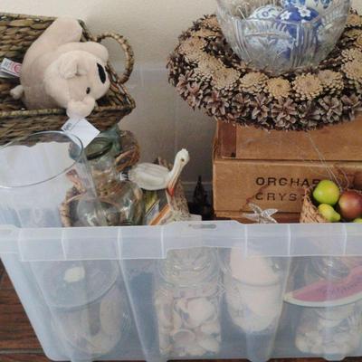 Glassware And Home Decor Mystery Lot (Does Not Include Plastic Tote)