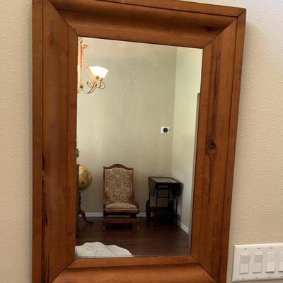 Antique Solid Pine Entryway Mirror