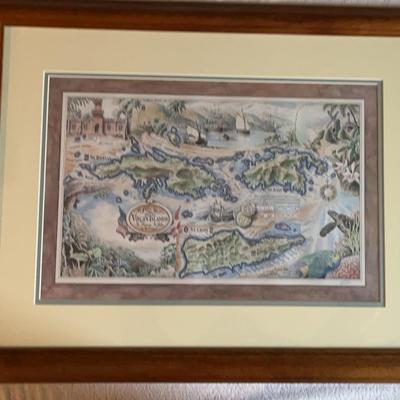 Rick Hills Signed Virgin Island Map Print