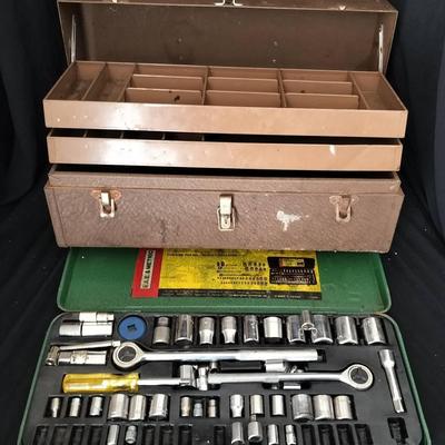 PRO Vintage 52 Piece Combination Socket Set + Vintage Metal Folding Toolbox 