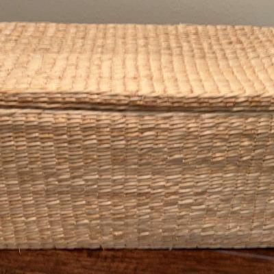 Blonde Wicker Storage Bin