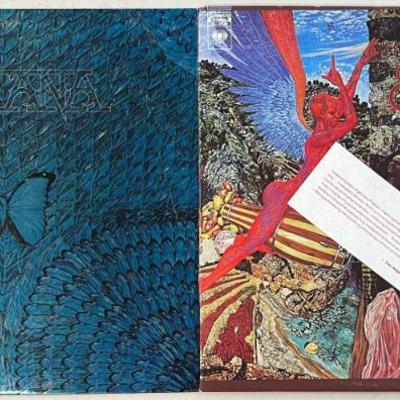 (2) Vintage Santana Vinyl Albums - Abraxas With Poster 39" X 42" And Borboletta 1974